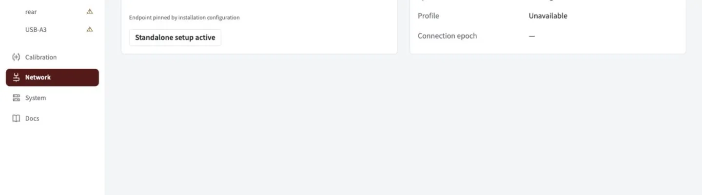 Spot Network page with Connection and Link panels