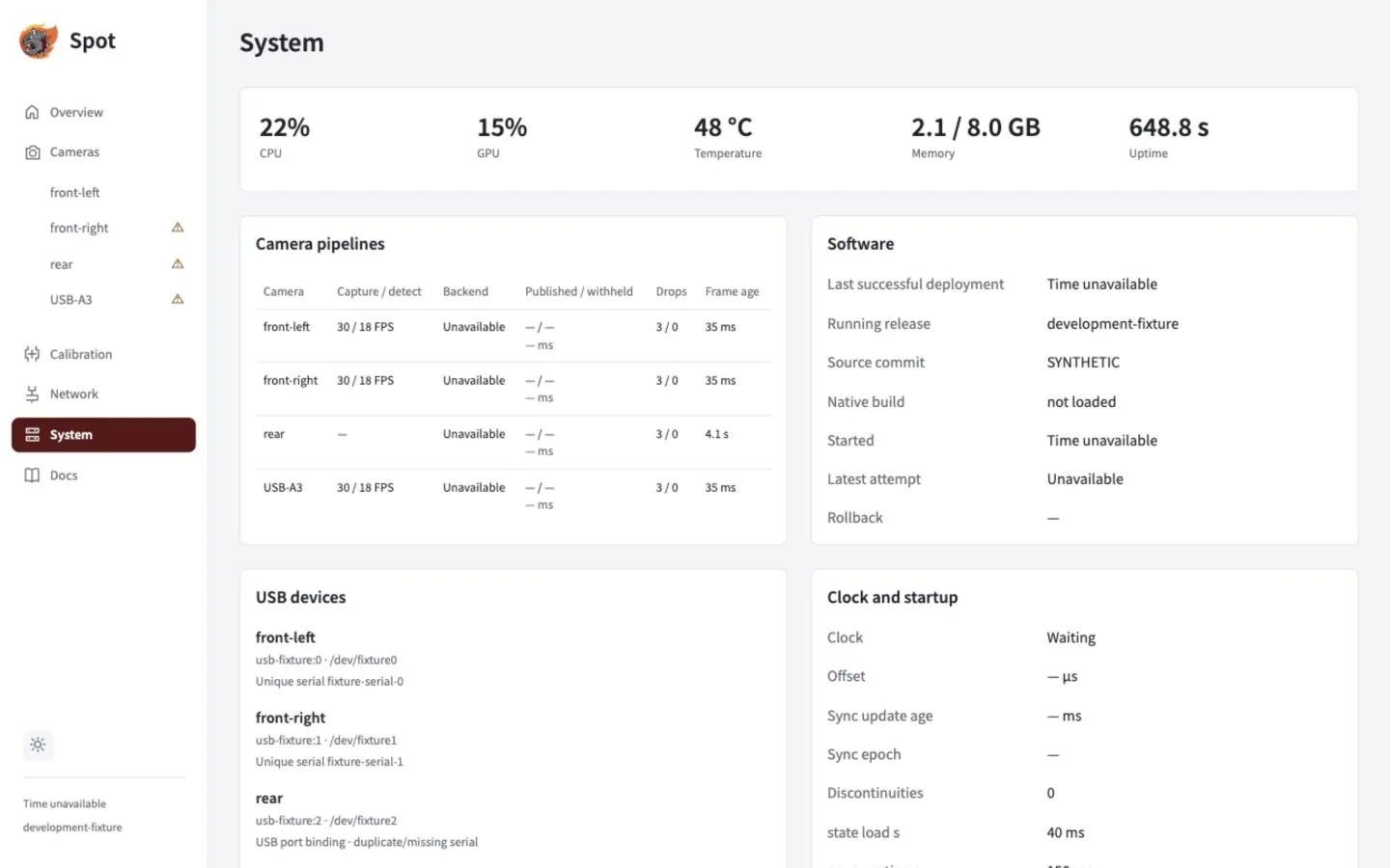 System page showing the running release, source commit, native build and deployment status